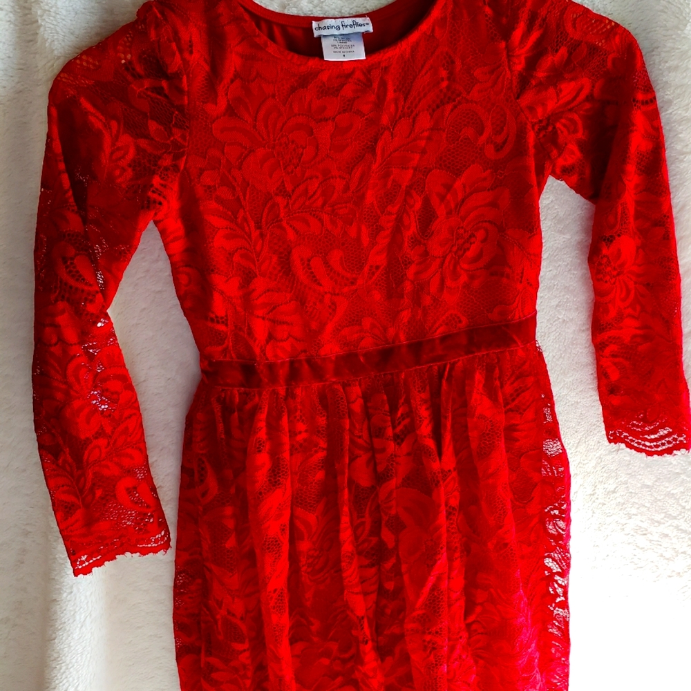 Chasing fireflies boutique red long sleeve dress sz8